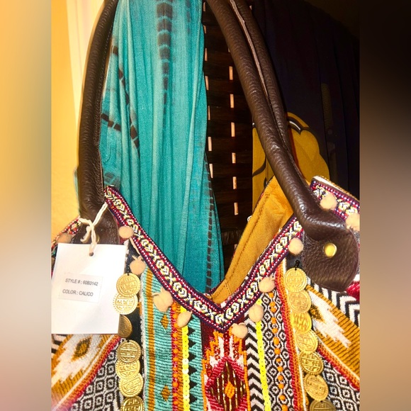 Bohemian Dreams Artisan Patchwork Leather Bucket Tote Bag - Picture 5 of 14